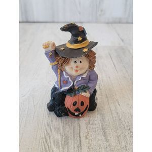 Halloween ceramic mini witch cat pumpkin‎ jack-o'-lantern figure home decor